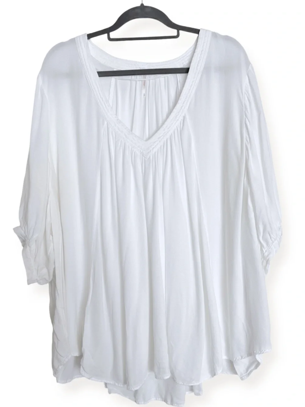 Free People Oversized Flowy V Neck Balloon Sleeve Boho Slouchy Blouse Top Medium